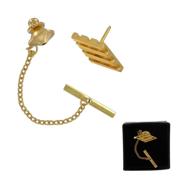 Men's Gold Tone Lattice Diamond Shape Tie Tac Tack Pin Gift Boxed