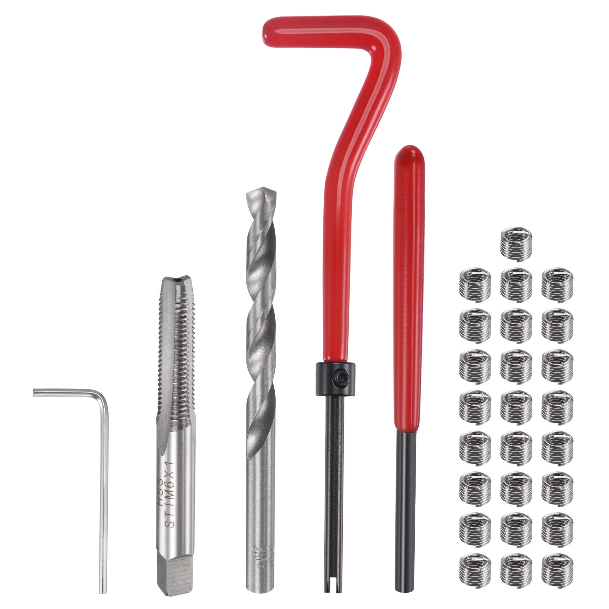 Uxcell M6 Thread Repair Kit Hand Tool Drill Bit Taps Thread Inserts