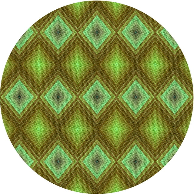Ahgly Tapis Rond Lavable en Machine Intérieur Transitionnel Brun Bronze Foncé, 7 Pieds Rond
