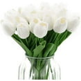 thumbnail image 5 of Scheam 20Pcs Flowers Artificial Tulip Silk Flowers 13.4" for Home Kitchen Garden Wedding Decorations,White, 5 of 9