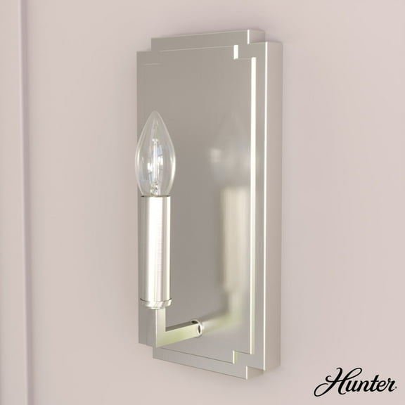 Hunter - Zoanne 1-light Brushed Nickel, Small Sconce Light, Dimmable, Modern Style, for Bedrooms, Dining, Living Rooms - 19579