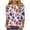 #605 Blue, variant on Women's Holiday Blouse, Patriotic Butterfly Print T-Shirt, Red, White, Blue, 3/4 Sleeve Top, 4th of July, Casual Pullover