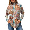 thumbnail image 7 of Women's Fall Casual Christmas Printed High Neck Long Sleeve Pullover Top, Loose Vintage Graphic Sweatshirt, Holiday T-Shirt Blouse,Light Blue,S, 7 of 7