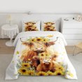 thumbnail image 3 of Manfei Rustic Highland Bull Full Size Comforter Sets for Kids, Vibrant Sunflower Bedding Comforter Set, Farmhouse Animal Reversible Bedding Sets, Ultra Soft Home Decor, 3pcs, 3 of 9