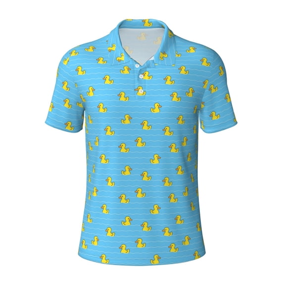 Kuqiui Mens Golf Polo Shirt Dry Fit Performance Sport Short Sleeve Golf Polo Shirts for Men-Duck Swimming
