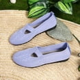 thumbnail image 5 of FRSASU Women's Flat Shoes solid color round head fly woven breathable low top shallow mouth Casual office Work Wedding Comfort Soft shoes Purple, 5 of 5