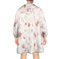 thumbnail image 2 of Wearable Oversized Blanket,Pioneer Flower Floral Print Pattern Wearable Blanket Hoodie for Adults,Cozy Hooded Blankets with Super Pockets,Super Warm Fuzzy Pullover for Women & Men, 2 of 6