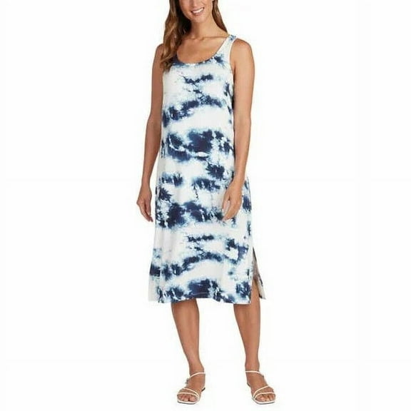 Matty M Ladies' Tank Dress (Navy Tie Dye, XX-Large)