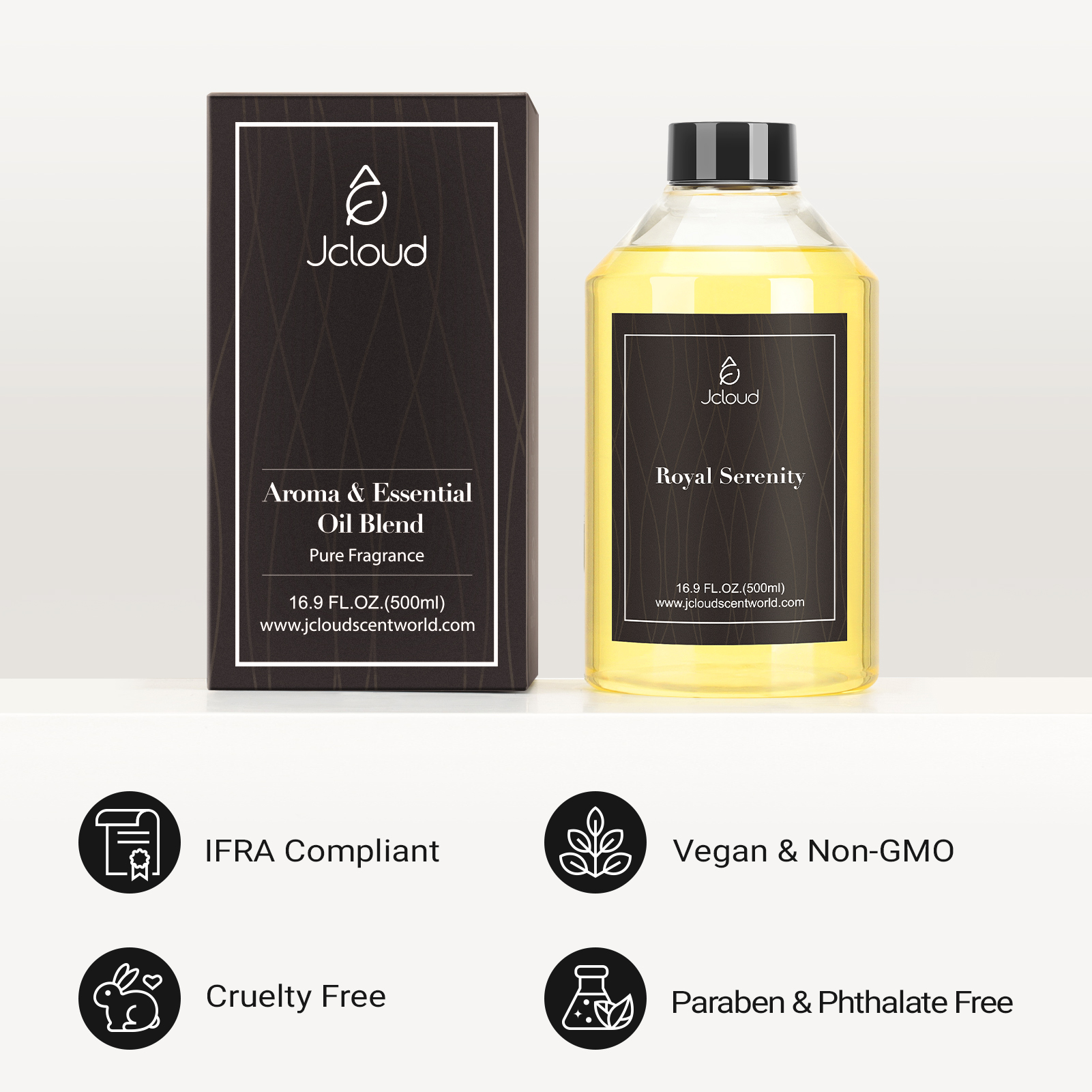 JCLOUD Hotel Diffuser Oil - 16.9 Fl Oz (500mL) - Inspired by The Ritz Carlton Hotel Scent, Luxury Cold Air Diffuser Oil Refill & Essential Oils Bulk for Home, Offices
