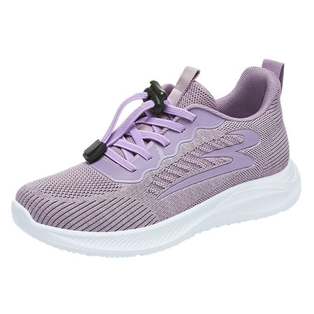 

Cathalem Fashion Spring And Summer Women Sports Shoes Thick Non Slip Mesh Breathable Elastic Lace Up Solid Color Casual Style Purple 37