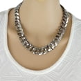 thumbnail image 6 of Ky & Co Silver Tone Oversized Thick Chain Choker Necklace Curb Link 18" Ladies Adult Female, 6 of 7