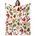 thumbnail image 5 of 1 Piece Red and Gold Candy Cane, Holly, Pine Tree Soft Warm Christmas Blanket with Festive Gingerbread Man, Snowflake, and Candy Cane Patterns, 5 of 5