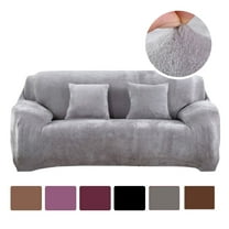 NEWEEN 1-Piece Luxury Velvet Chair Fit Stretch Slipcover Sofa Cover Washable,Sliver Gray
