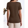 thumbnail image 3 of ANRABESS Womens Boat Neck Tops Short Sleeve T-Shirts Causal Fashion Tee Shirts 2026 Summer Spring Clothes Brown Small, 3 of 7