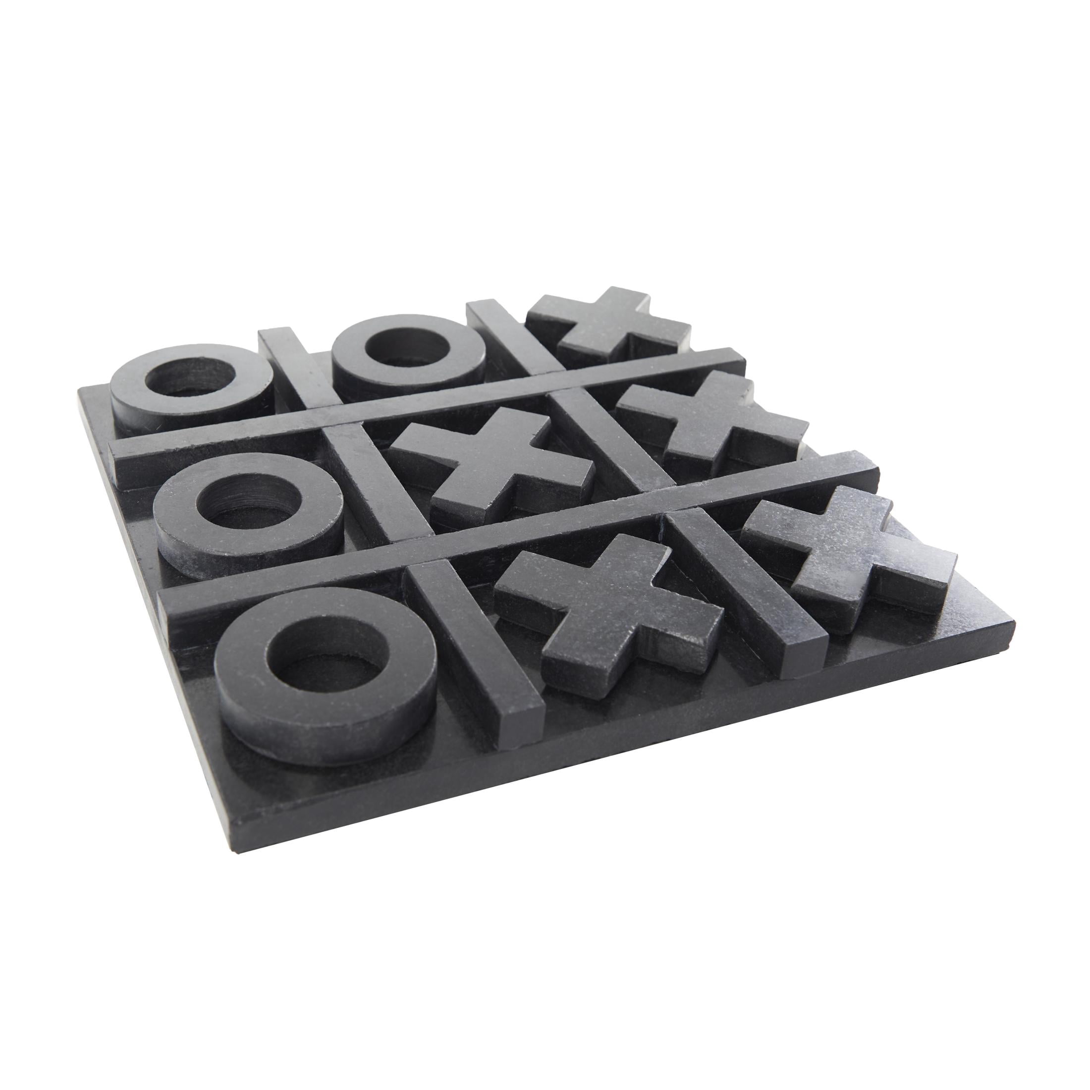 DecMode 9" x 1" Black Marble Tic Tac Toe Game Set, 1-Piece