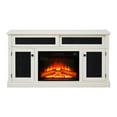 thumbnail image 5 of Tv Stand With Pattern And Hidden Storage - 65" Fit, White Fireplace Open Shelf Compatible, White, 31.7h, 5 of 6