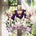 thumbnail image 4 of Cartel de cartel de corona de madera de conejo de Pascua, adorno adorno para la puerta festiva adorable, porche o pared de primavera para casa, interior o exterior, fácil de colgar, 1 PC, 4 of 7