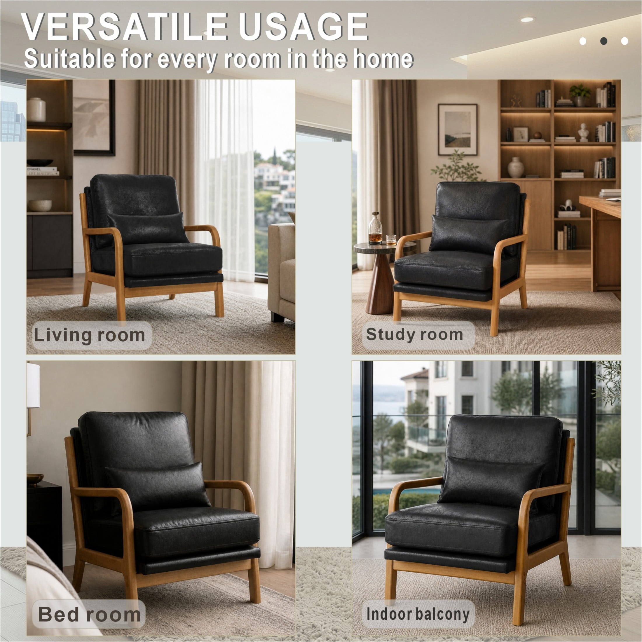 Noble House Mid-Century Modern Lounge Chair, Foil Fabric Upholstered Accent Chair, Black