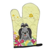 Carolines Treasures BB6089OVMT Easter Eggs Shih Tzu Black Silver Oven Mitt Large multicolor