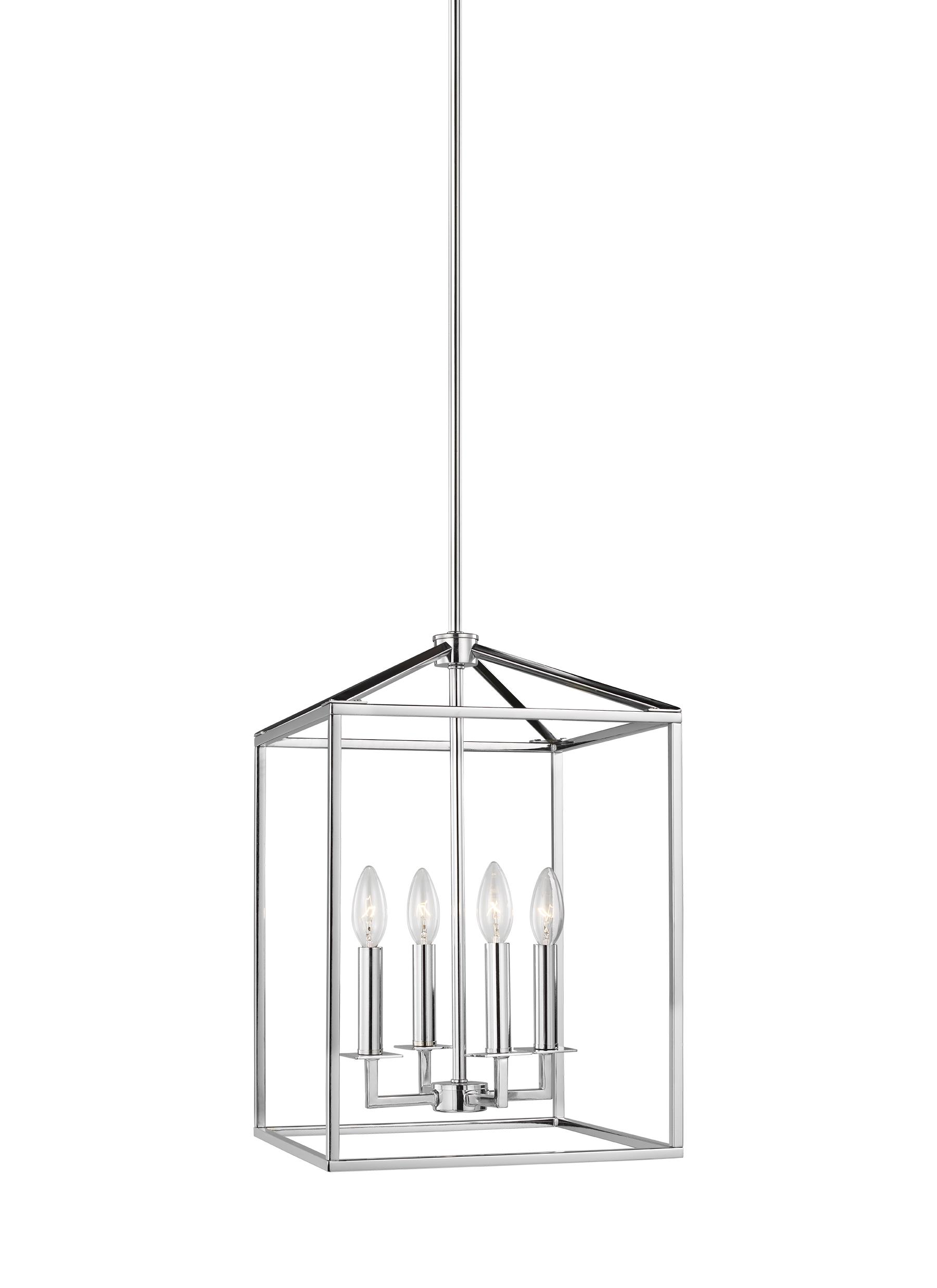 Newhouse Lighting Small Four Light Hall / Foyer Hanging Modern Light Fixture, Chrome