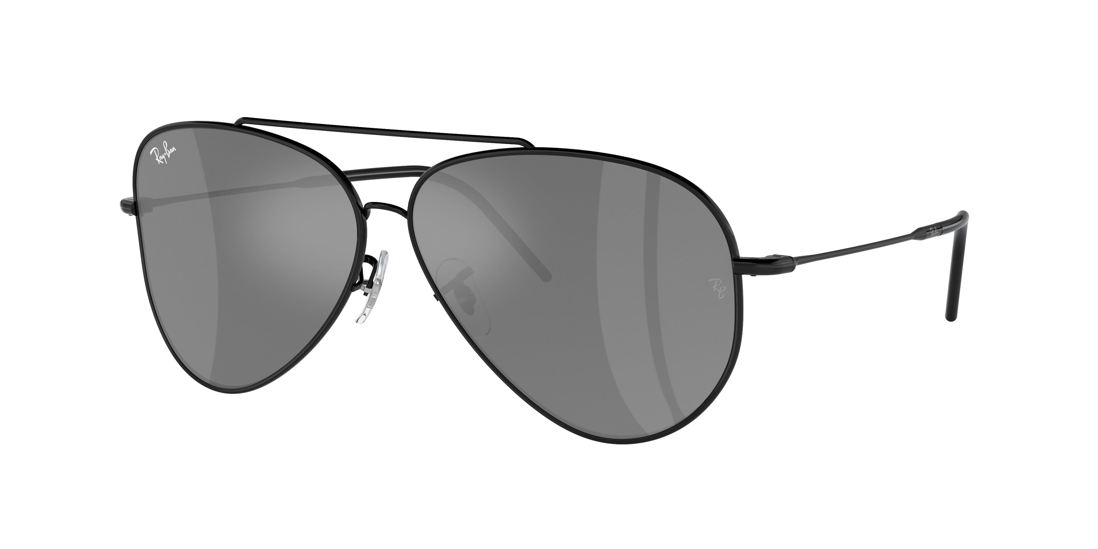 Ray-Ban Men's Aviator Black Sunglasses with 62mm Green Lenses, UV