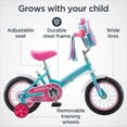 thumbnail image 5 of Schwinn Petunia Steerable Toddler Bike with Training Wheels, 12 Inch Wheel, Ages 2-4, Teal, 5 of 7
