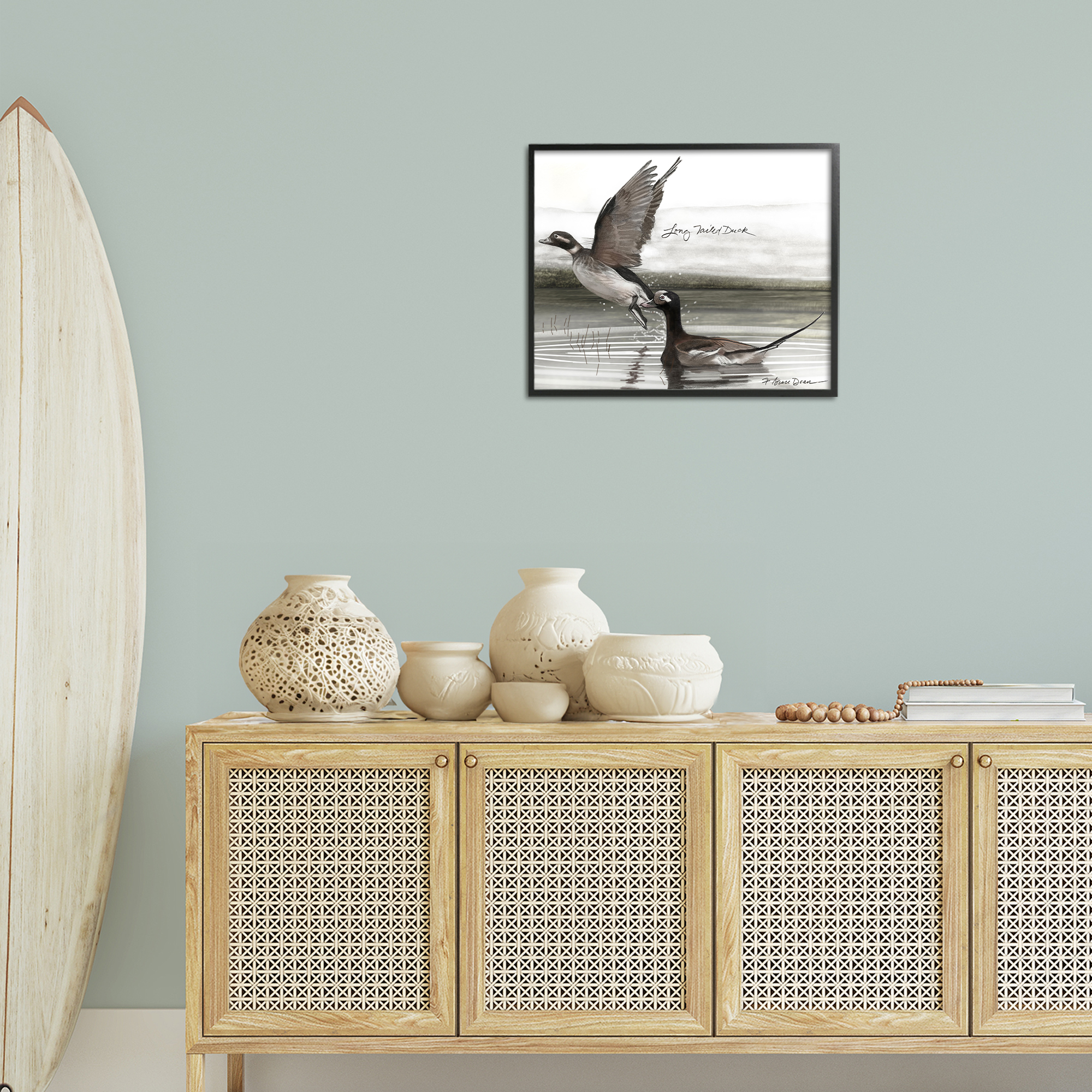 Stupell Industries Long Tailed Duck Animals & Insects Painting Black Framed Art Print Wall Art, 20 x 16