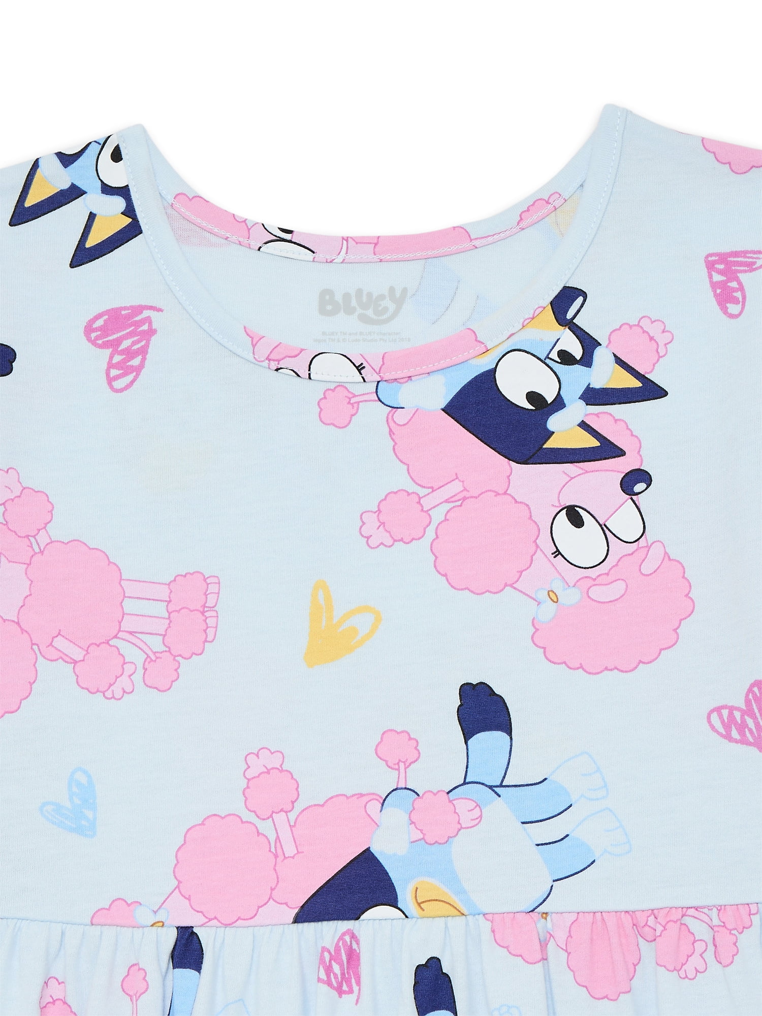 Bluey Girls Allover Print Dress with Short Sleeves, Sizes 4-12