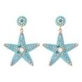 thumbnail image 5 of Handmade Beaded Blue Starfish Drop Earrings for Women Bohemian Seed Bead Ocean Animal Earrings Summer Holiday Jewelry, 5 of 6