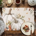 thumbnail image 4 of Thanksgiving Beige Pumpkin Placemats Set of 2 Fallen Leaves Flower Vintage Linen Heat Insulated Linen Place Mats, Washable Stain-Proof Table Mats for Dining Tables Holiday Decor 13x19inch, 4 of 9