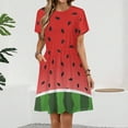 thumbnail image 2 of Watermelon Background with Seed Sundress Short Sleeve Dress Summer Women Clothes Dress for Women Dresses, 2 of 7