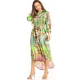 thumbnail image 4 of Sakkas Rina Women's Maxi Long Flounce Shirt Dress Floral Print Long Sleeves Button - 601-Green - S/M, 4 of 5