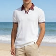 thumbnail image 2 of BUWTTER Mens Relaxed Polo Shirts Short Sleeve Solid Color Business Tops Dressy Work Casual Lapel Shirts Beige L, 2 of 7
