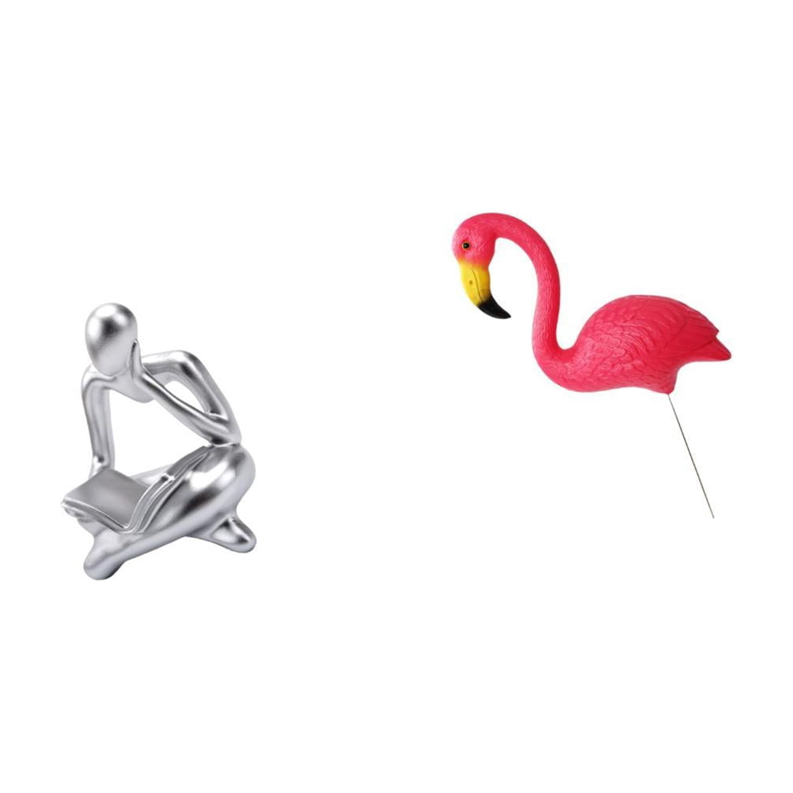 CoudarTitie Abstract Thinker Bird Statue Decoration for Tabletop Living Room Shelf Office Bookshelf Yard Art Ornament Backyard Fairy Garden Accessories Flamingo Garden Stake Sculpture for