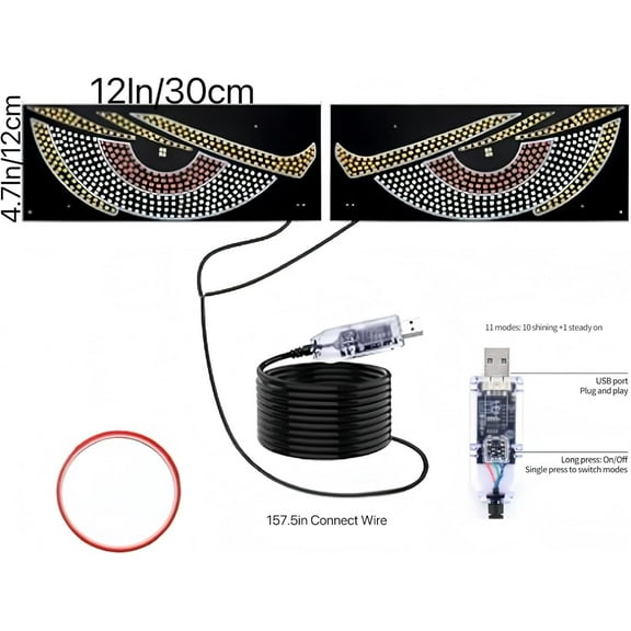 Car Devil Eyes Light, 2PCS Dynamic Vehicle Windshield Eyes Animated Led, Car Rear Window Led Display,Atmosphere Decorative LED Light for Car/Suv/Truck,Ojos Led Para Carro,Universal Fit (Style green)