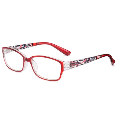Fashion Elegant Portable Flowers Reading Glasses Eye Protection Anti-Blue Light Eyeglasses Ultra Light Frame RED STRENGTH 350