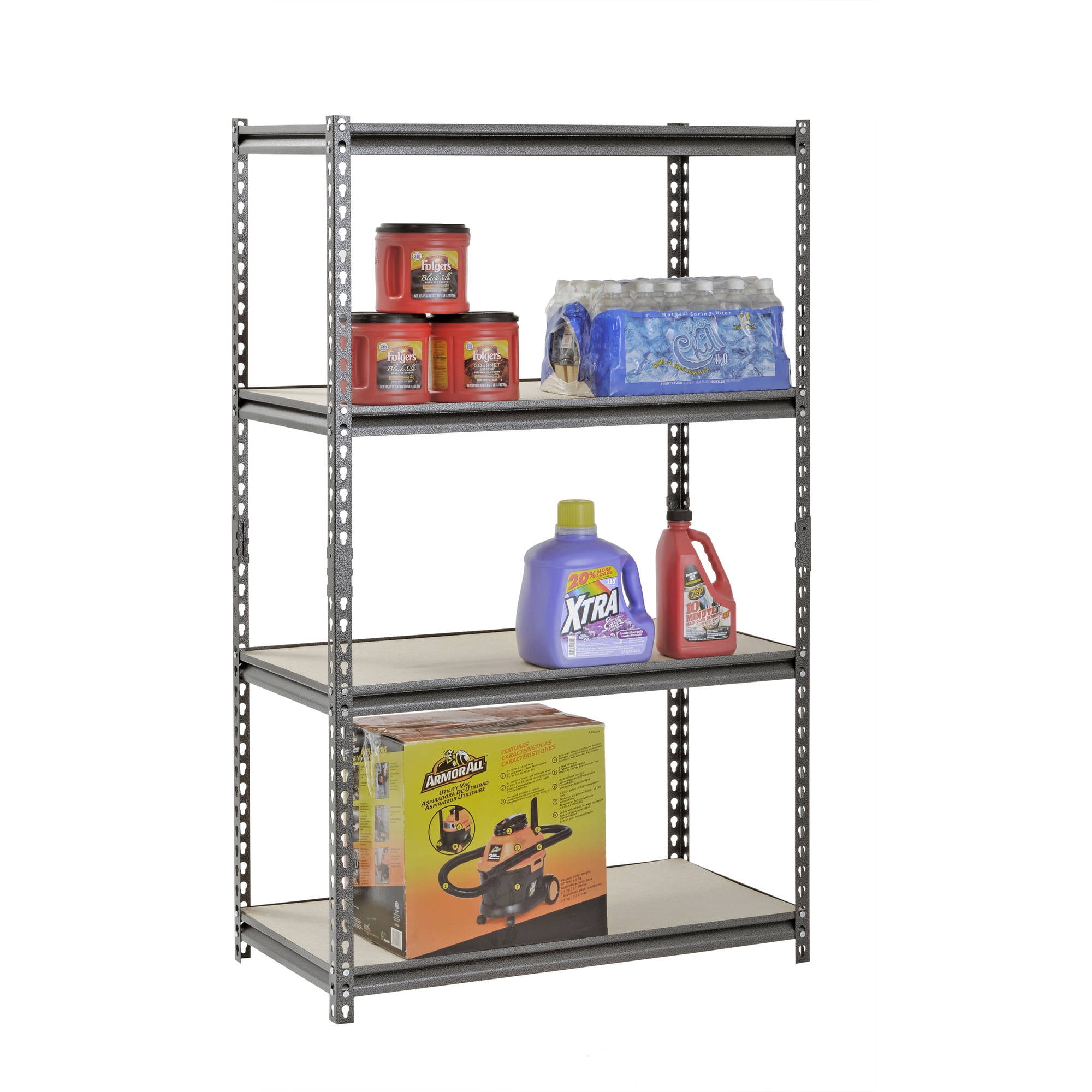 Muscle Rack 4-Shelf Steel Shelving, Silver-Vein, 18