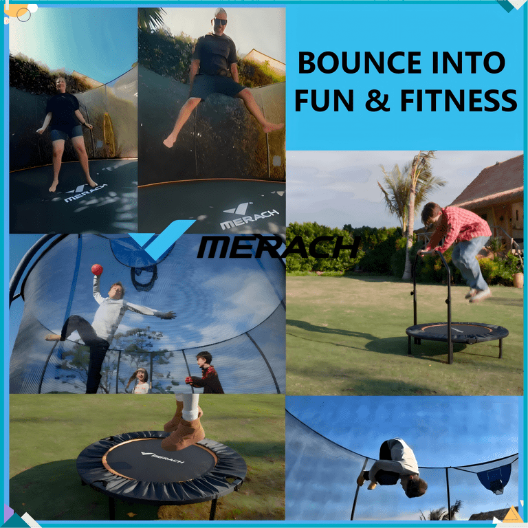 MERACH 14FT Pumpkin Outdoor Trampoline with Safety Enclosure Net