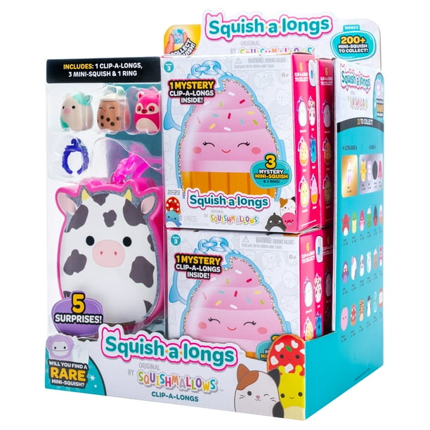 Squish-a-longs Original Squishmallows Party Pack On-The-Go Playset - Serie 1 - Tre mini squish