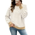 thumbnail image 4 of Yutgune Women's Striped Sweatshirt Crew Neck Long Sleeve Color Block Loose Pullover, 4 of 9