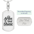 thumbnail image 2 of Arise And Shine Cross Stainless Steel or 18k Gold Premium Swivel Dog Tag Keychain, 2 of 8