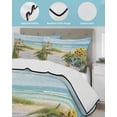 thumbnail image 4 of Quilts Queen Size, Beach Ocean Soft Comforter Bedding Set for Bed, Blue Sea Sunflower Modern Country Green Lightweight Quilted Bedspread with Pillow Cover(2 Pieces) for All Season, 90x96 Inch, 4 of 6