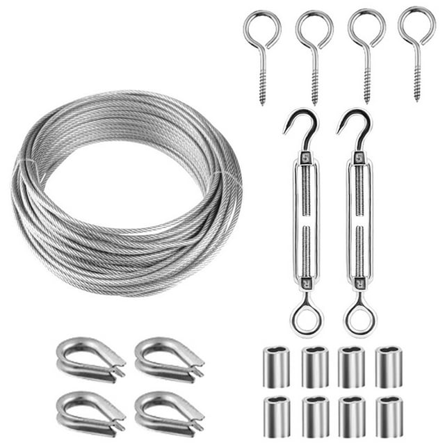 String Light Hanging Kit Stainless Steel Steel Wire Rope Heavy Duty String Lights Suspension Tool for Outdoor Garden Indoors