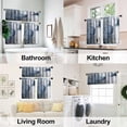 thumbnail image 3 of Blue Kitchen Curtains Tiers and Valances Set 3 Piece for Windows White and Grey Kitchen Window Curtains Set,Modern Abstract Art Valances for Living Room(36" Tiers Set), 3 of 5