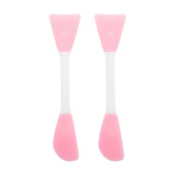 Unique Bargains 2 Pcs Smooth Facial Mask Brush Two-in-One Light Pink