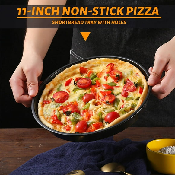 2 Pack 11 Inch Personal Perforated Pizza Pans Carbon Steel with Nonstick Coating Easy to Clean Pizza Baking Tray