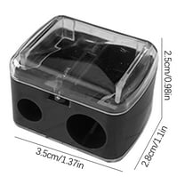 JeashCHAT Pencil Sharpener Clearance, Manual 2 Holes Colored Pencil Sharpener with Lid for Adults, Portable Compact Pencil Sharpener for Office (Black)