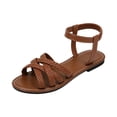 thumbnail image 3 of LTTVQM Flat Sandals for Women Platform Slip on Open-Toe Adjustable Strap Boho Beach Orthopedic Sandals Arch Support Lounge Walking Shoes Light Brown 42(US-9), 3 of 5