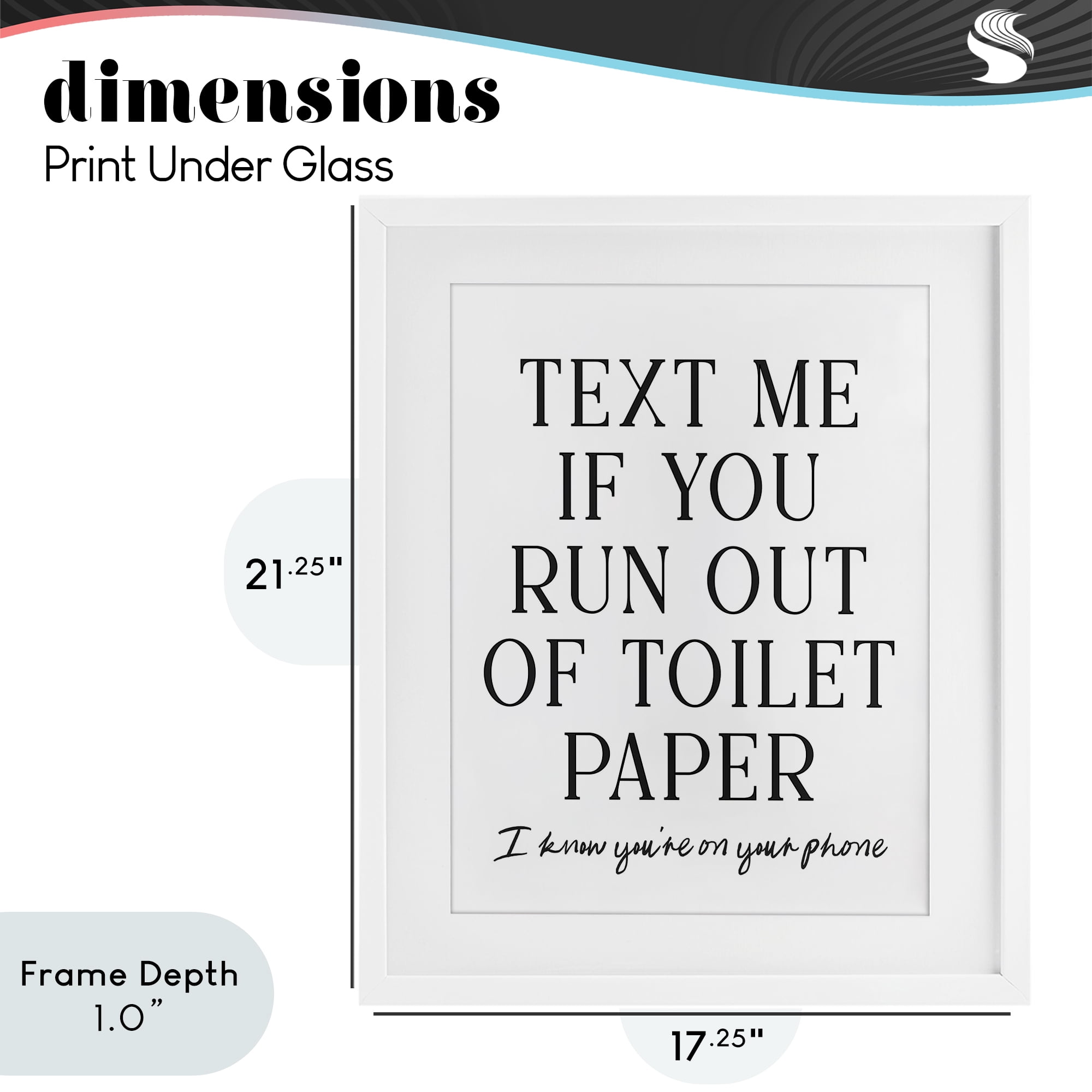 Stupell Industries Funny Bathroom Texting White Framed Print Under Glass, design by Lettered and Lined