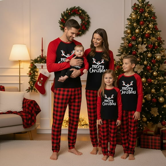 Zhanying Christmas Themed Matching Pajamas 2-Piece Sleepwear Pjs for Couples Family Jammies Family Holiday Pajamas Couples Pjs Black